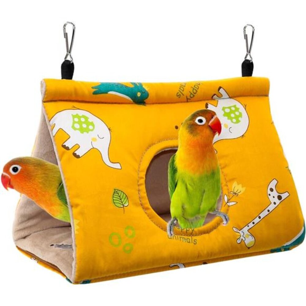 Winter Warm Bird Nest House - Hanging Hammock Velvet Shed Hut Cage Plush Fluffy